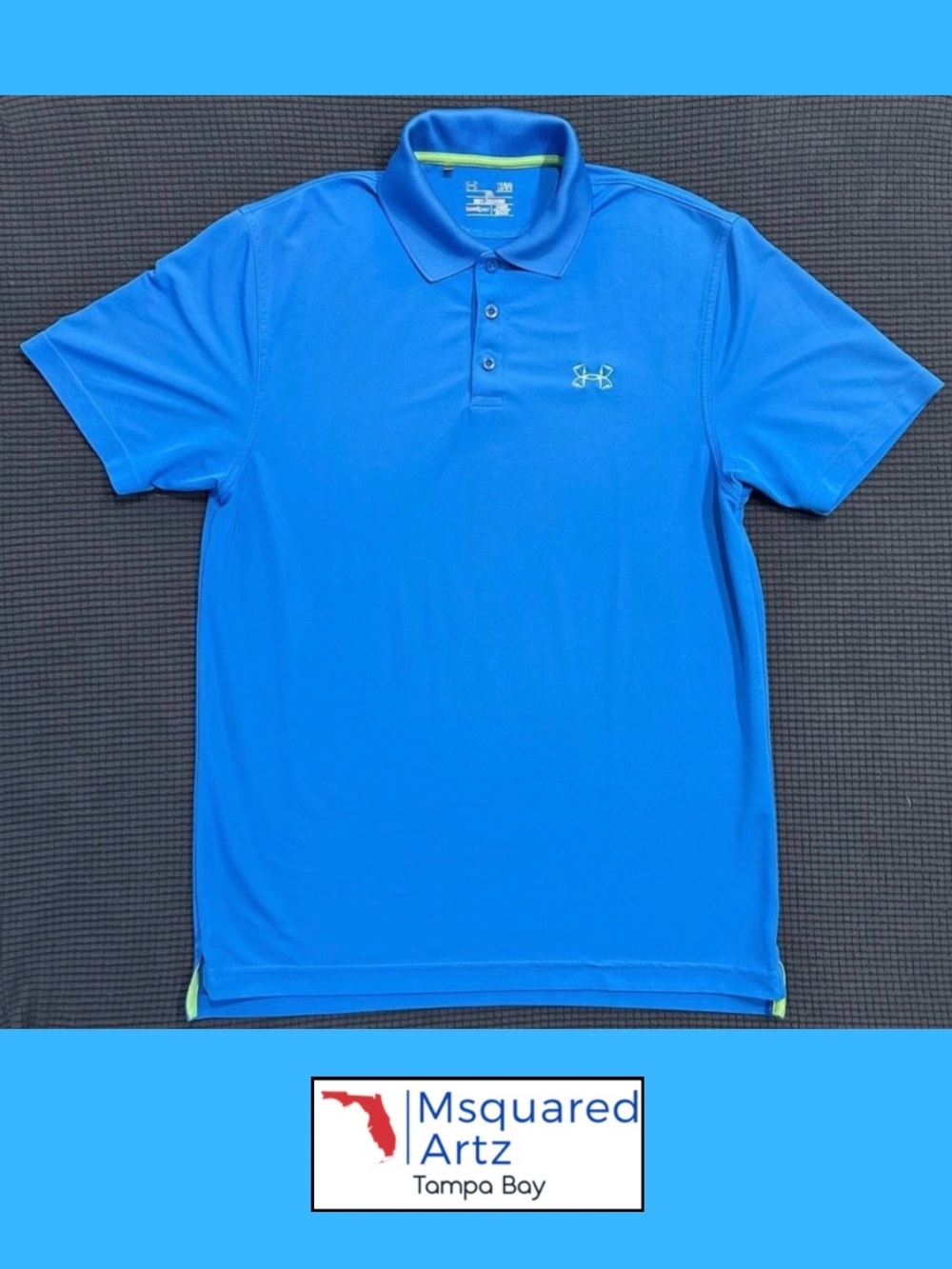 Under Armour HeatGear Blue Polo Shirt Men’s Large Loose Fit Performance Golf